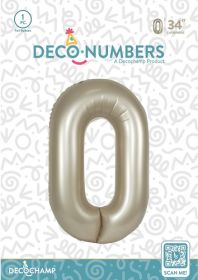 34 inch Decochamp Champagne Number 0 Foil Balloon