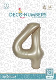 34 inch Decochamp Champagne Number 4 Foil Balloon