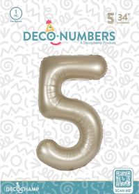 34 inch Decochamp Champagne Number 5 Foil Balloon