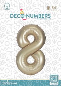 34 inch Decochamp Champagne Number 8 Foil Balloon