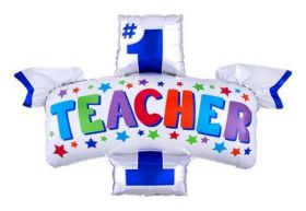 38 inch Anagram Number 1 Teacher Shape Foil Balloon - Flat