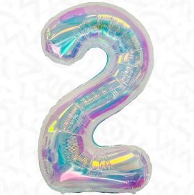 34 inch Decochamp Iridescent Number 2 Foil Balloon