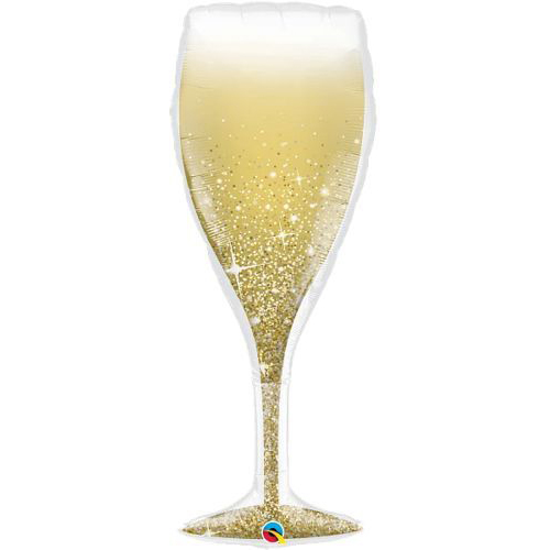 39 inch Qualatex Golden Bubbly Wine Glass Foil Balloon