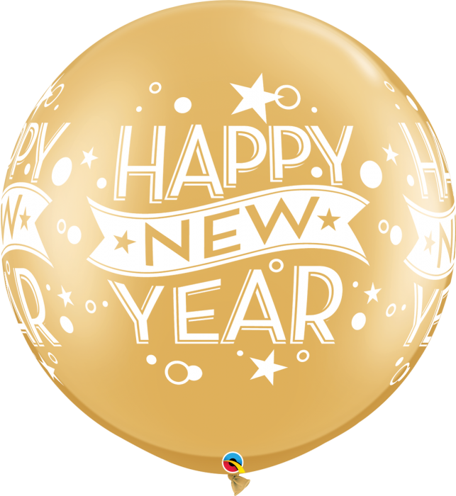 Qualatex Happy New Year Confetti Dots Gold 30 Inch Latex Balloons